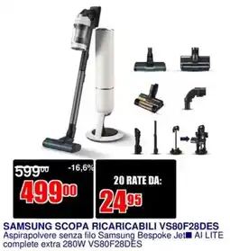 Trony SAMSUNG SCOPA RICARICABILI VS80F28DES offerta