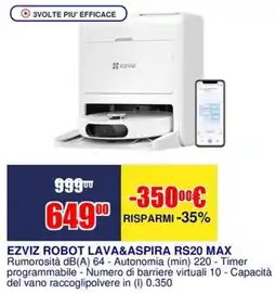 Trony EZVIZ ROBOT LAVA&ASPIRA RS20 MAX offerta