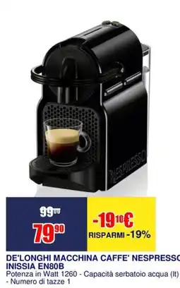 Trony DE'LONGHI MACCHINA CAFFE' NESPRESSO INISSIA EN80B offerta