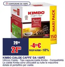 Trony Kimbo Cialde Caffè offerta