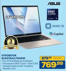 Euronics ASUS VIVOBOK X1407AALY032W offerta
