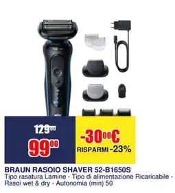 Trony BRAUN RASOIO SHAVER 52-B1650S offerta