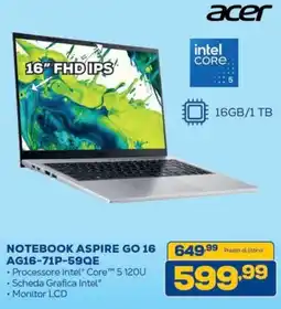 Euronics NOTEBOOK ASPIRE GO 16 offerta