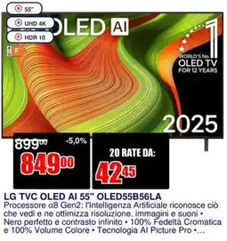 Trony LG TVC OLED AI 55" OLED55B56LA offerta