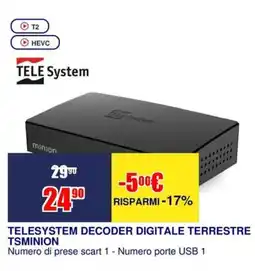 Trony TELESYSTEM DECODER DIGITALE TERRESTRE TS MINION offerta