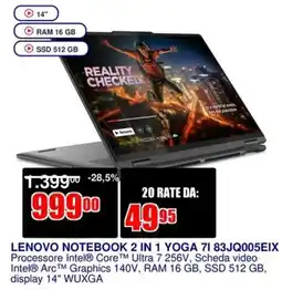 Trony LENOVO NOTEBOOK 2 IN 1 YOGA 7I offerta