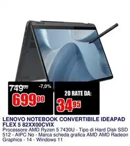Trony LENOVO NOTEBOOK CONVERTIBILE IDEAPAD FLEX 5 82XX00CVIX offerta