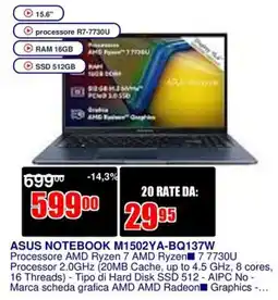 Trony ASUS NOTEBOOK M1502YA-BQ137W offerta