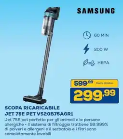 Euronics Samsung Scopa Ricaricabile Jet 75E Pet offerta