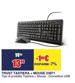 Trony TRUST TASTIERA + MOUSE 23971 offerta