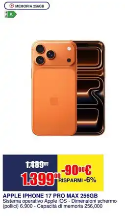 Trony APPLE IPHONE 17 PRO MAX 256GB offerta