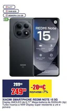 Trony XIAOMI SMARTPHONE REDMI NOTE 15 5G offerta