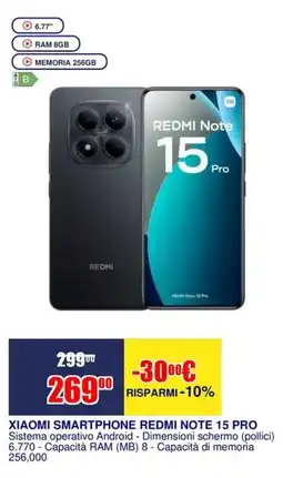 Trony XIAOMI SMARTPHONE REDMI NOTE 15 PRO offerta