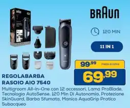 Euronics BRAUN REGOLABARBA RASOIO AIO 7540 offerta