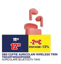 Trony SBS CUFFIE AURICOLARI WIRELESS TWIN offerta