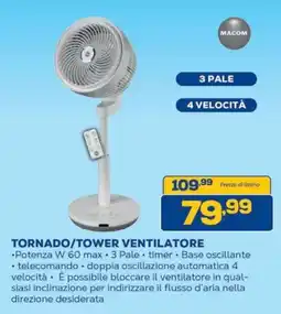Euronics MACOM TORNADO/TOWER VENTILATORE offerta