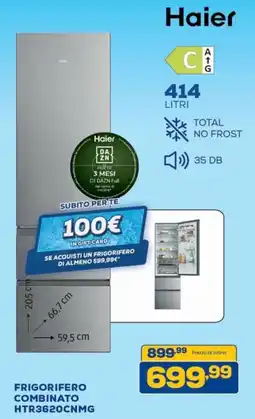 Euronics Haier FRIGORIFERO COMBINATO HTR3620CNMG offerta