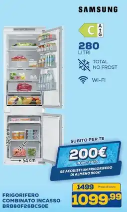 Euronics Samsung frigorifero combinato incasso BRB80F26BCSOE offerta