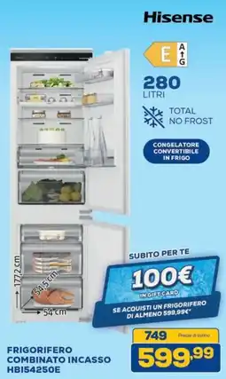 Euronics Hisense frigorifero combinato incasso HB154250E offerta