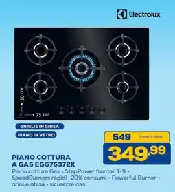 Euronics Electrolux Piano cottura A gas EGG75372K offerta