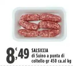 Rossotono Carrefour SALSICCIA di Suino a punta di coltello offerta