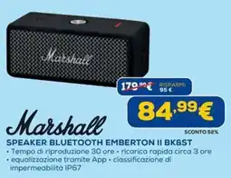 Euronics Marshall SPEAKER BLUETOOTH EMBERTON II BK&ST offerta