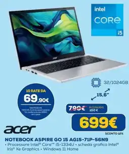 Euronics acer NOTEBOOK ASPIRE GO 15 offerta