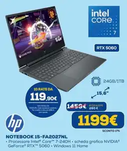 Euronics hp NOTEBOOK 15-FA2027NL offerta