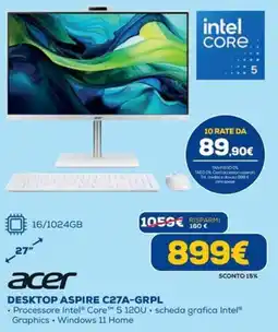 Euronics Acer DESKTOP ASPIRE C27A-GRPL offerta