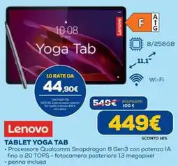 Euronics Lenovo TABLET YOGA TAB offerta