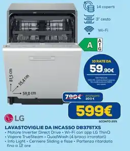 Euronics LAVASTOVIGLIE DA INCASSO DB375TXS offerta