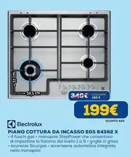 Euronics Electrolux PIANO COTTURA DA INCASSO EGS 64362 X offerta