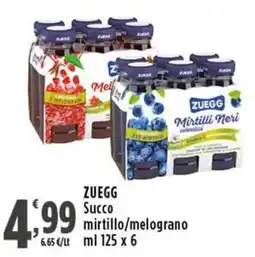 Rossotono Carrefour ZUEGG Succo mirtillo/melograno offerta