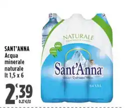 Rossotono Carrefour Acqua minerale naturale Sant'Anna offerta