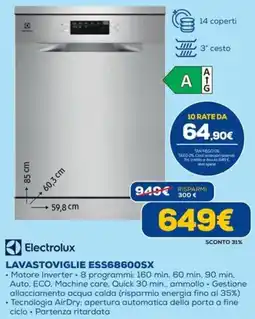 Euronics Electrolux LAVASTOVIGLIE ESS68600SX offerta