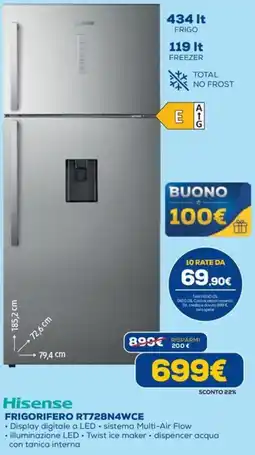 Euronics Hisense FRIGORIFERO RT728N4WCE offerta