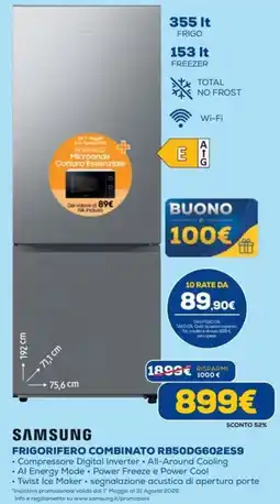 Euronics SAMSUNG FRIGORIFERO COMBINATO RB50DG602ES9 offerta