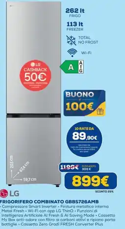 Euronics FRIGORIFERO COMBINATO GBBS726AMB offerta