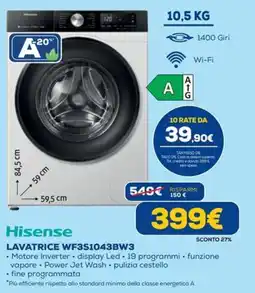 Euronics Hisense LAVATRICE WF3S1043BW3 offerta
