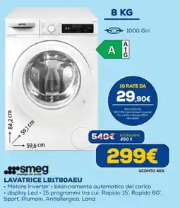 Euronics LAVATRICE LB1T80AEU smeg offerta