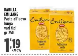 Rossotono Carrefour Barilla Emiliane Pasta all'uovo lunga offerta