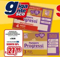 Il Gigante Pannolini o mutandino Progressi Pampers offerta