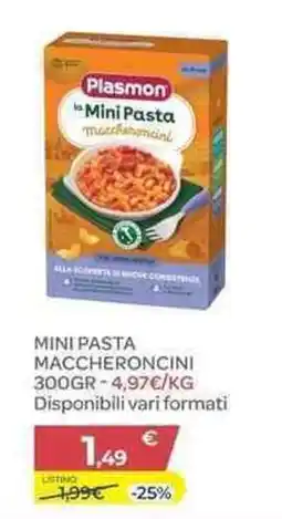 Bimbo Store Plasmon le Mini Pasta maccheroncini offerta