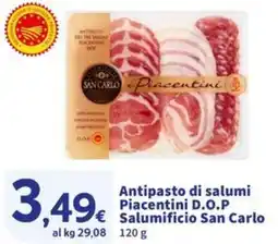 Sigma Antipasto di salumi Piacentini D.O.P Salumificio San Carlo offerta