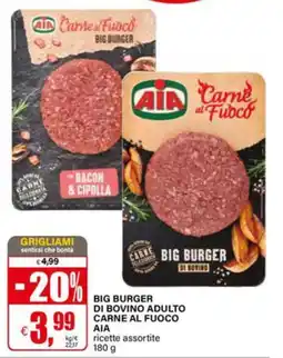 Il Gigante BIG BURGER DI BOVINO ADULTO CARNE AL FUOCO AIA offerta