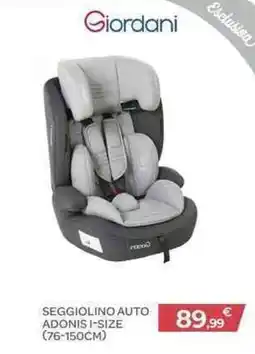Bimbo Store Giordani SEGGIOLINO AUTO ADONIS I-SIZE offerta
