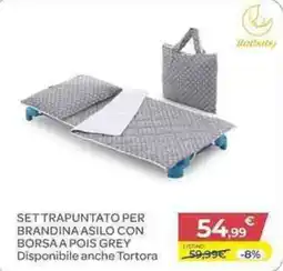 Bimbo Store Balbaby SET TRAPUNTATO PER BRANDINA ASILO CON BORSA A POIS GREY offerta