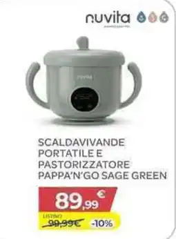 Bimbo Store nuvita SCALDAVIVANDE PORTATILE E PASTORIZZATORE PAPPA'N'GO SAGE GREEN offerta