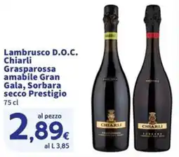 Sigma Lambrusco D.O.C. Chiarli Grasparossa amabile Gran Gala, Sorbara secco Prestigio offerta