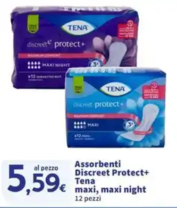 Sigma Assorbenti Discreet Protect+ Tena maxi, maxi night offerta